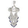 The Deco Diamond: Platinum Pendant with Old European Cut Diamonds and Sapphires